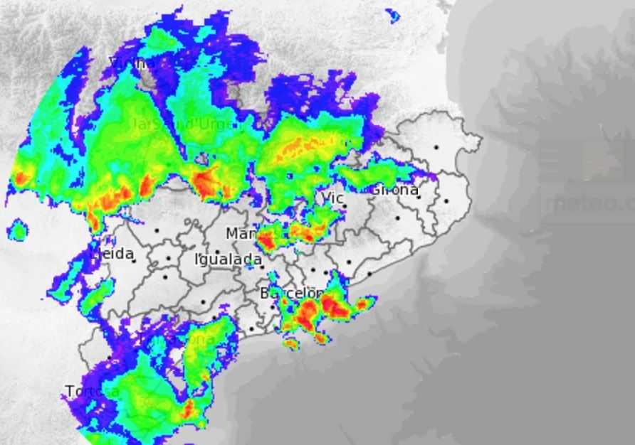 La lluvia deja registros de hasta 40 litros en media hora en el sur de Catalunya
