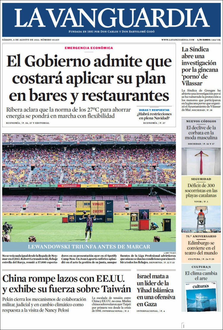 portada la vanguardia 6 agost 2022