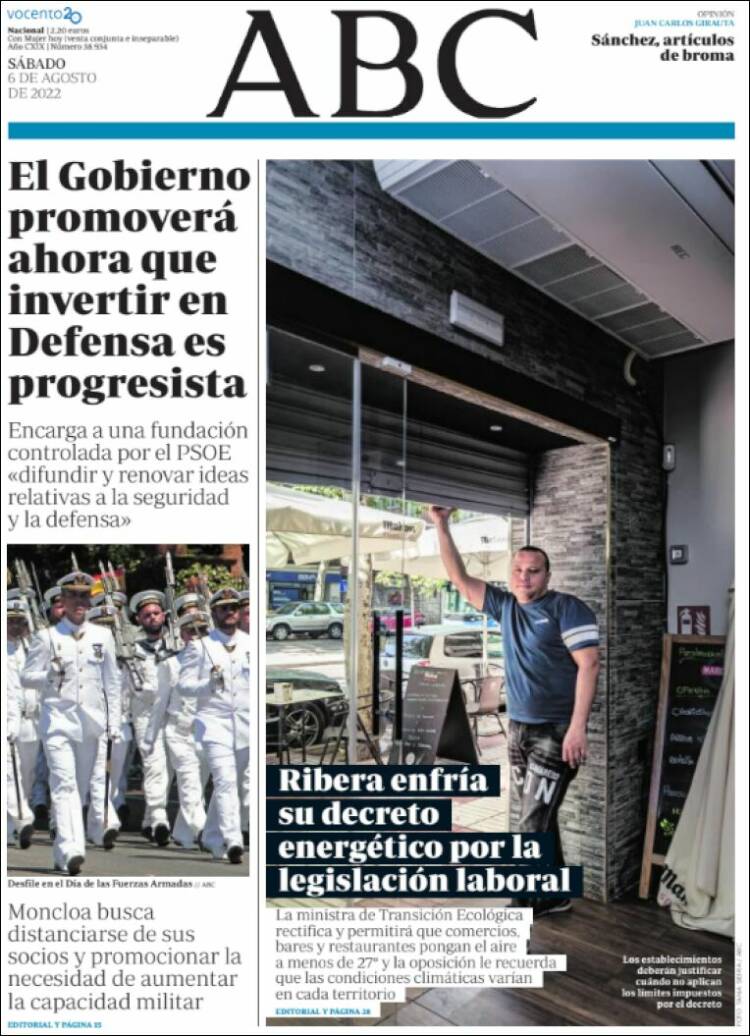portada abc 6 agost 2022 portada abc 6 agost 2022