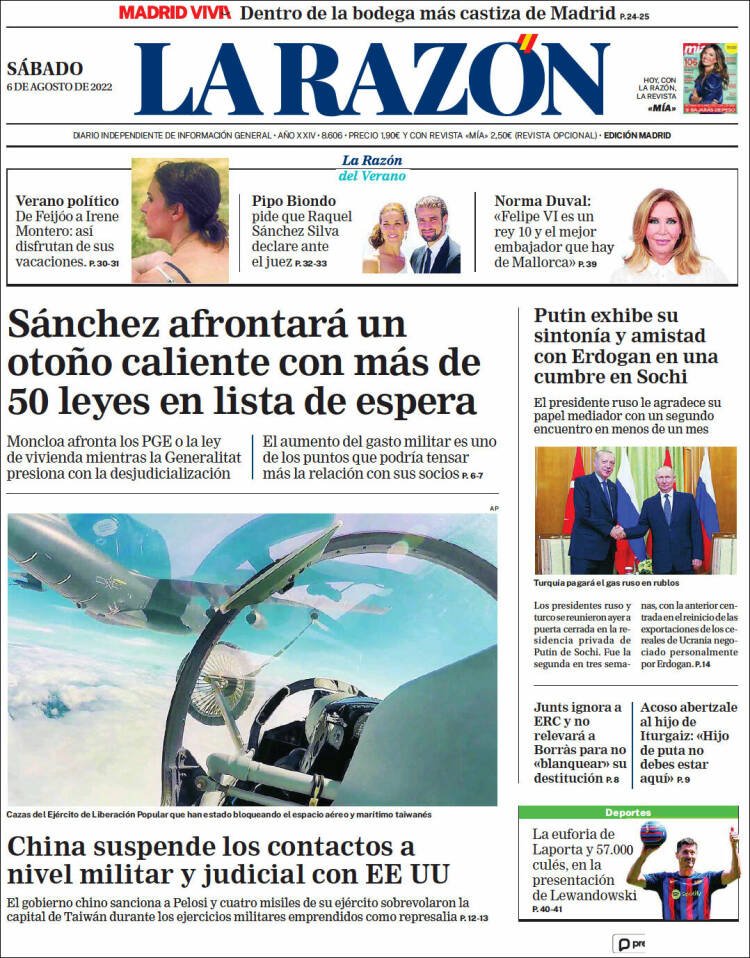 portada la razón 6 agost 2022 portada la razón 6 agost 2022