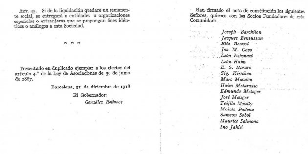 Acta fundacional de la Comunidad Israelita de Barcelona (CIB). Fuente Archivo del CIB Acta fundacional de la Comunidad Israelita de Barcelona (CIB). Fuente Archivo del CIB