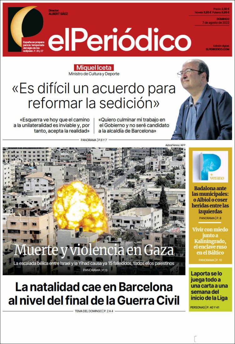 portada el periodico 7 agost 2022