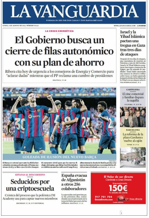 la vanguardia 8 agost la vanguardia 8 agost