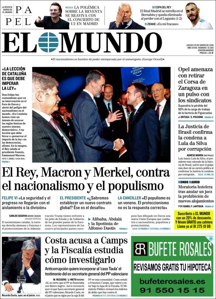 El Mundo Portada 25 01 2018