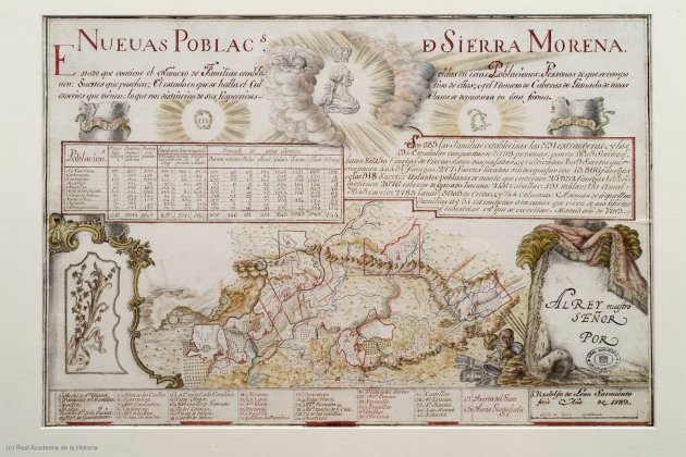 Mapa de las Nuevas Poblaciones. Sierra Morena. (1782). Fuente Real Academia de Historia