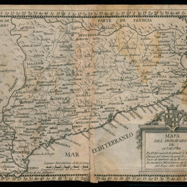 La Instrucción Secreta. El fiscal borbonic ordena la persecució de la llengua catalana. Mapa borbonic de Catalunya (1781). Font Arxiu d'ElNacional