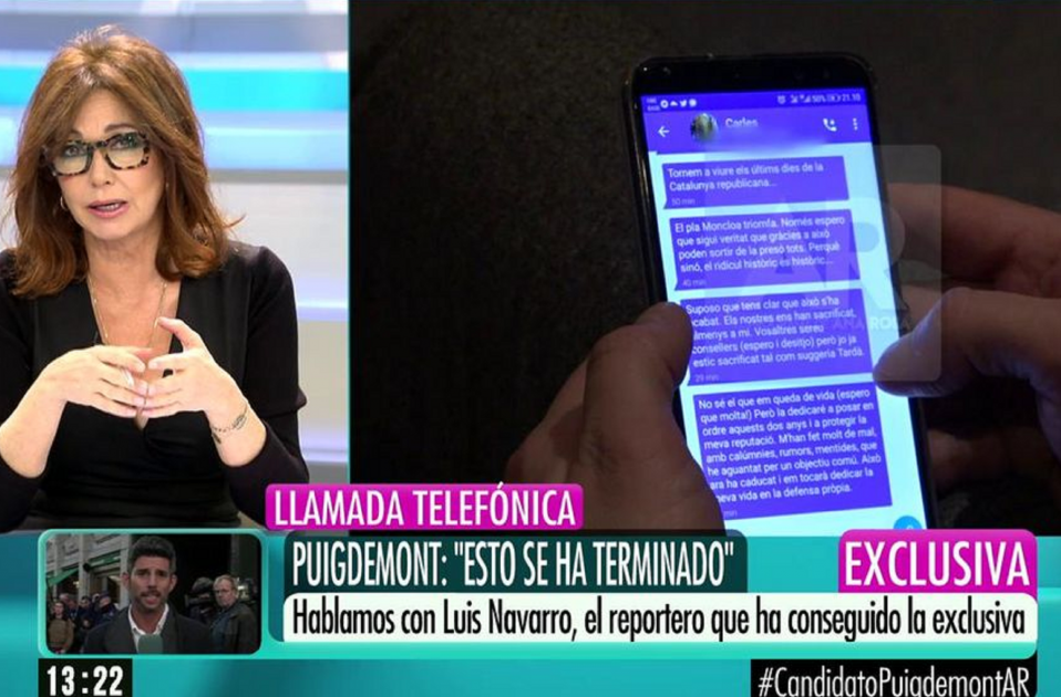 ana rosa missatges puigdemont  telecinco