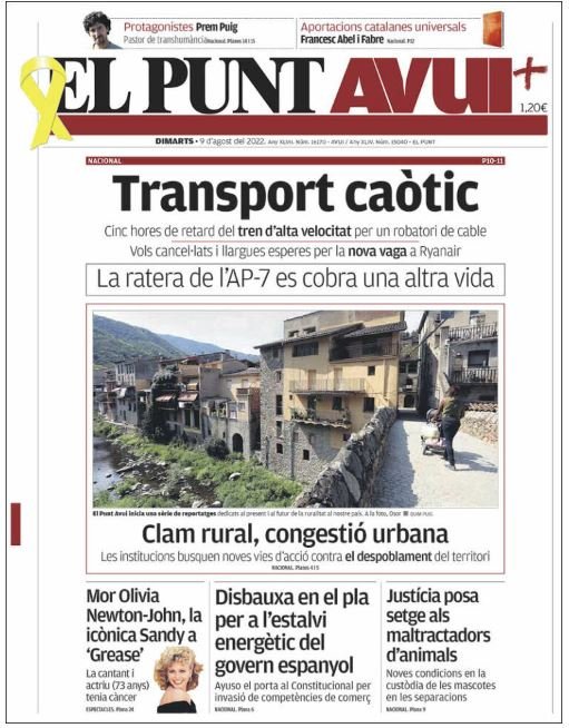 el punt avui portada 9 agost el punt avui portada 9 agost