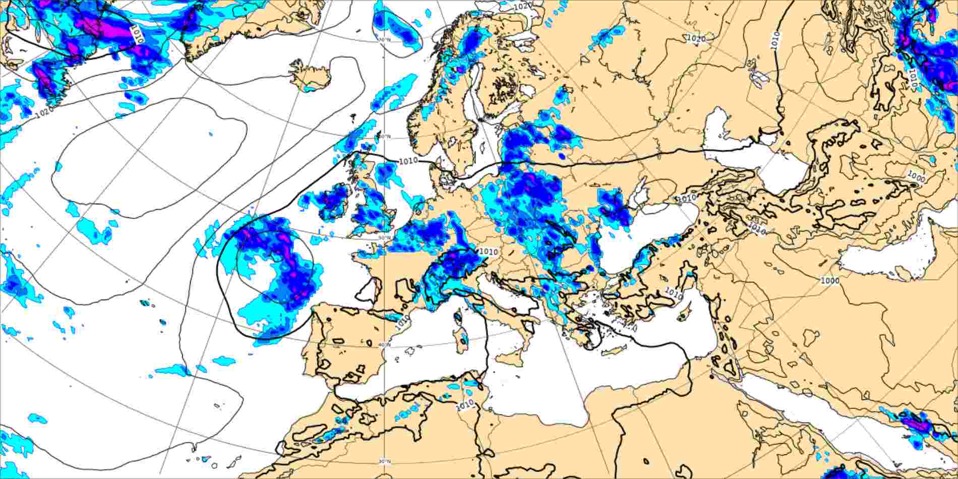 Lluvia para el lunes 15 de agosto a las 18h / ECMWF