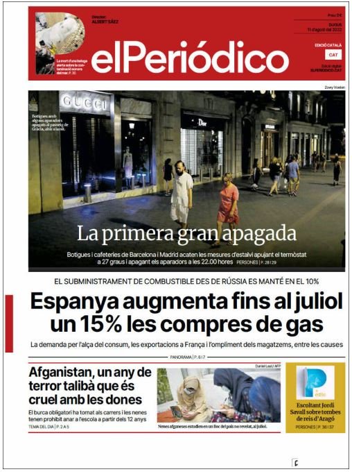 el periodico portada 11 agost el periodico portada 11 agost