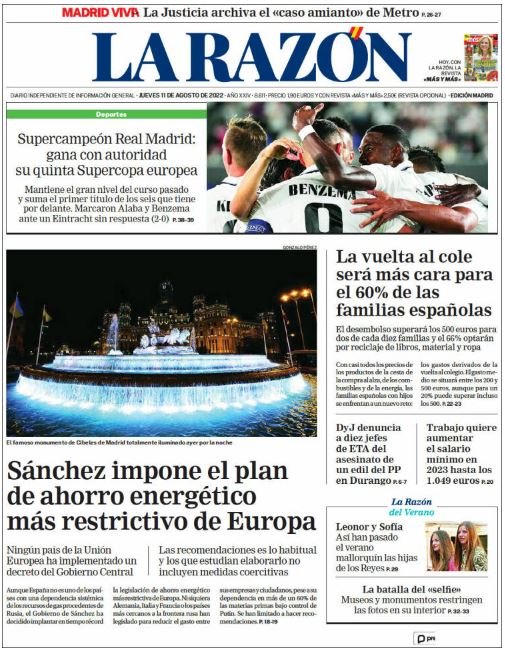 la razon portada 11 agost la razon portada 11 agost