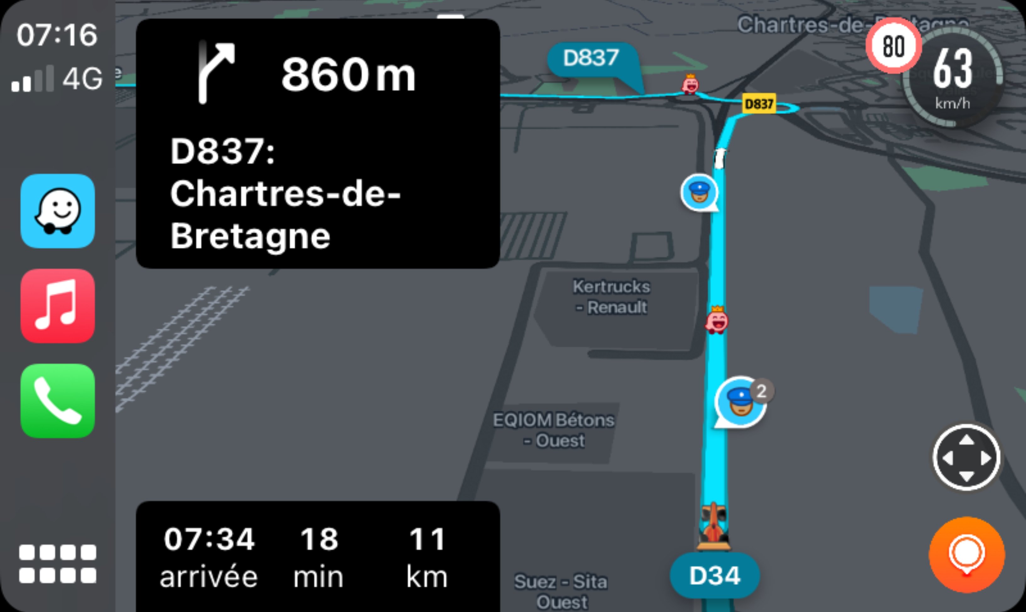 Imagen de recorrido de Waze