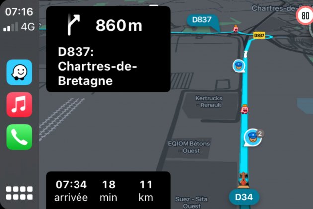 Imagen de recorrido de Waze