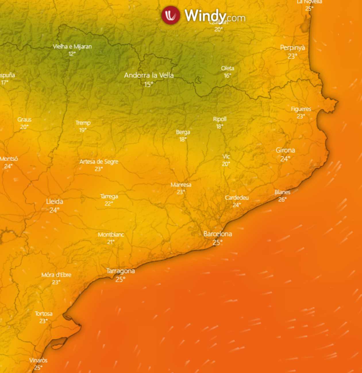 Temperatures mínimes per divendres 12 d'agost