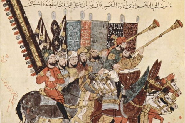 Representación de los ejércitos andalusíes (siglo XI). Fuente Bibliothèque Nationale de France