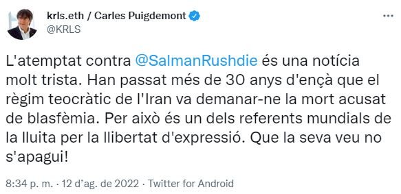 TUIT Carles Puigdemont TUIT Carles Puigdemont