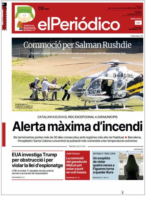 el periodico portada 13 agost el periodico portada 13 agost