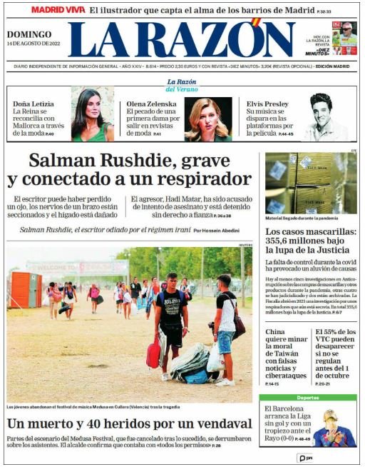 la razon portada 14 agost la razon portada 14 agost