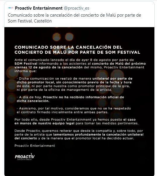 Comunicado de Proactive Entertaiment