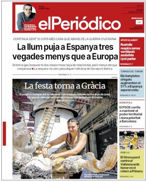 el periodico portada 15 agosto