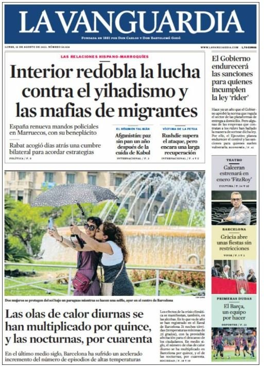 la vanguardia portada 15 agost la vanguardia portada 15 agost