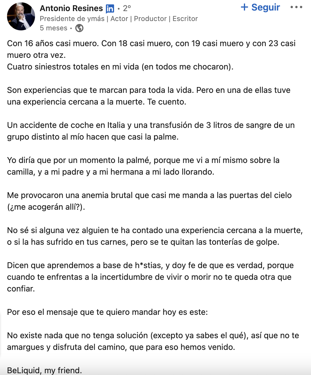 mensaje Antonio Resines mensaje Antonio Resines