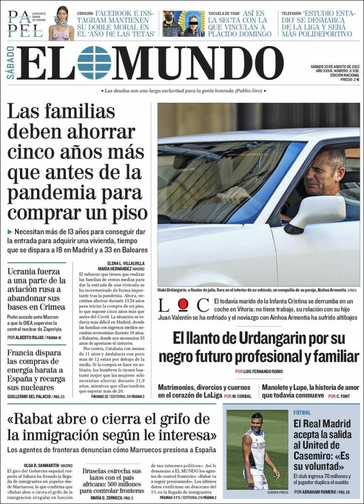 portada el mundo 20 08 portada el mundo 20 08