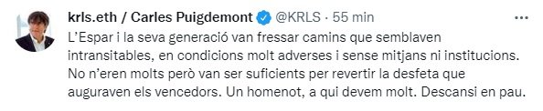 TUIT carles puigdemont Josep Espar TUIT carles puigdemont Josep Espar