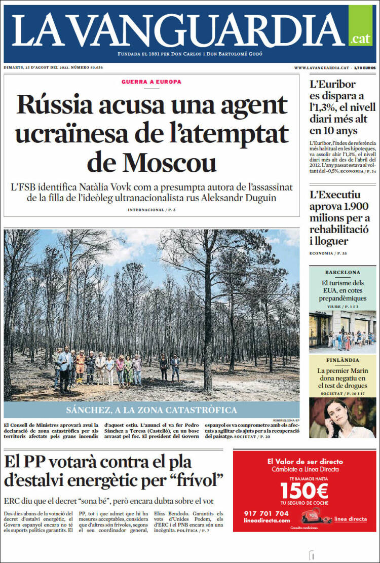 portada la vanguardia catala 23 08