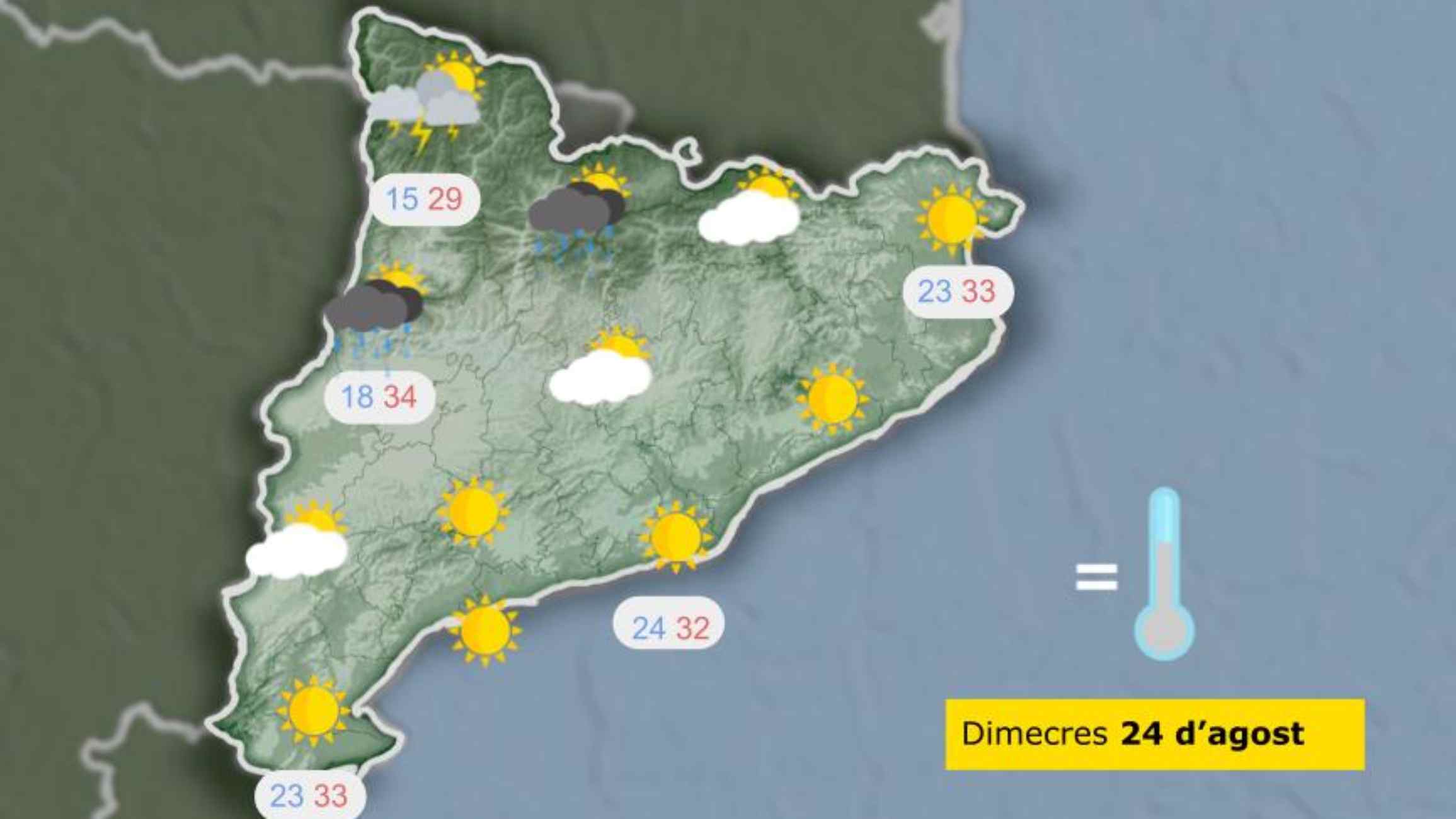 Previsión para el miércoles 24 de agosto Previsión para el miércoles 24 de agosto