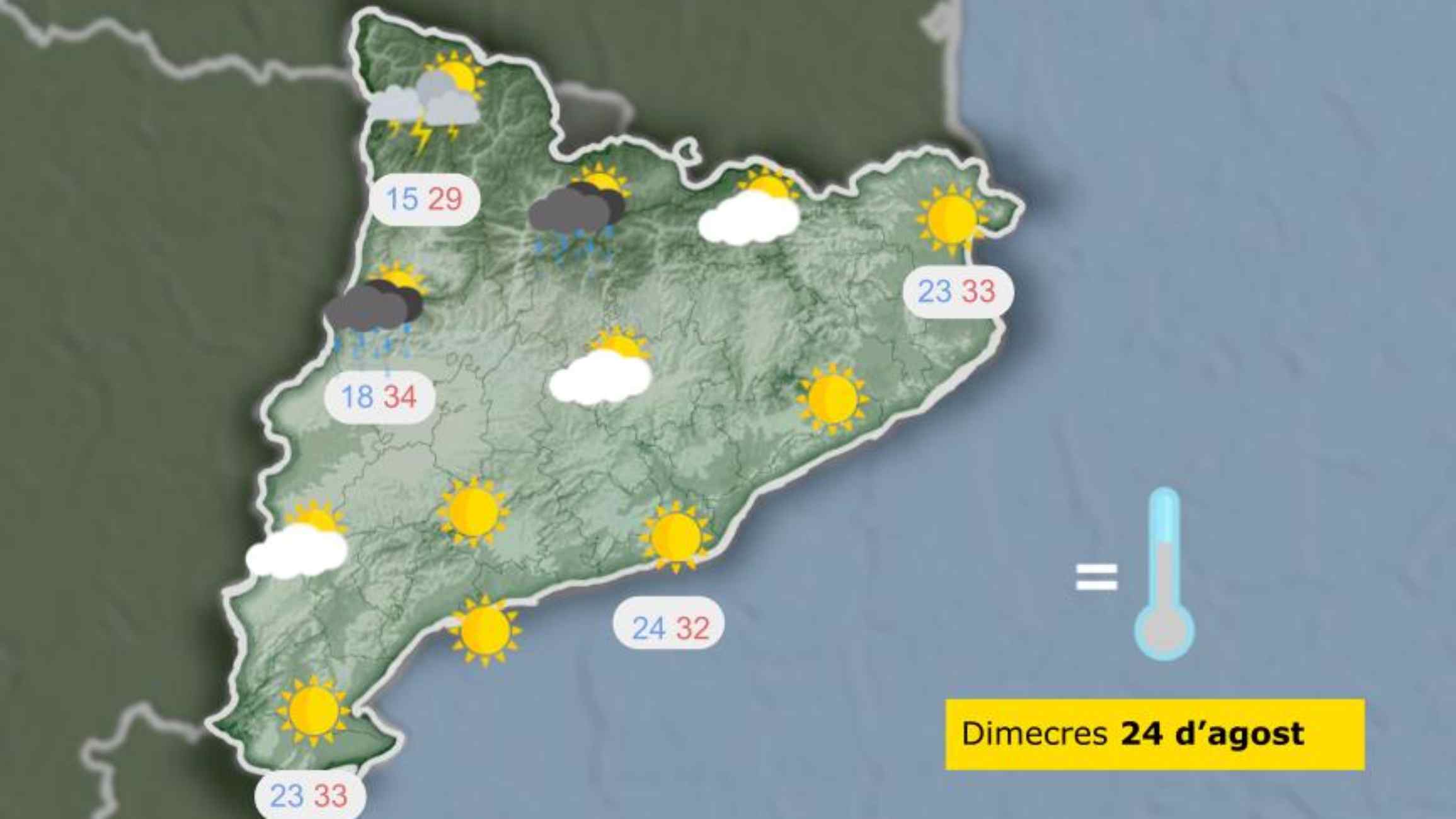 Previsión para el miércoles 24 de agosto