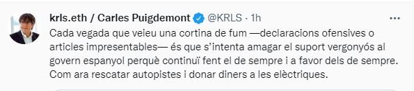 captura tuit Puigdemont captura tuit Puigdemont