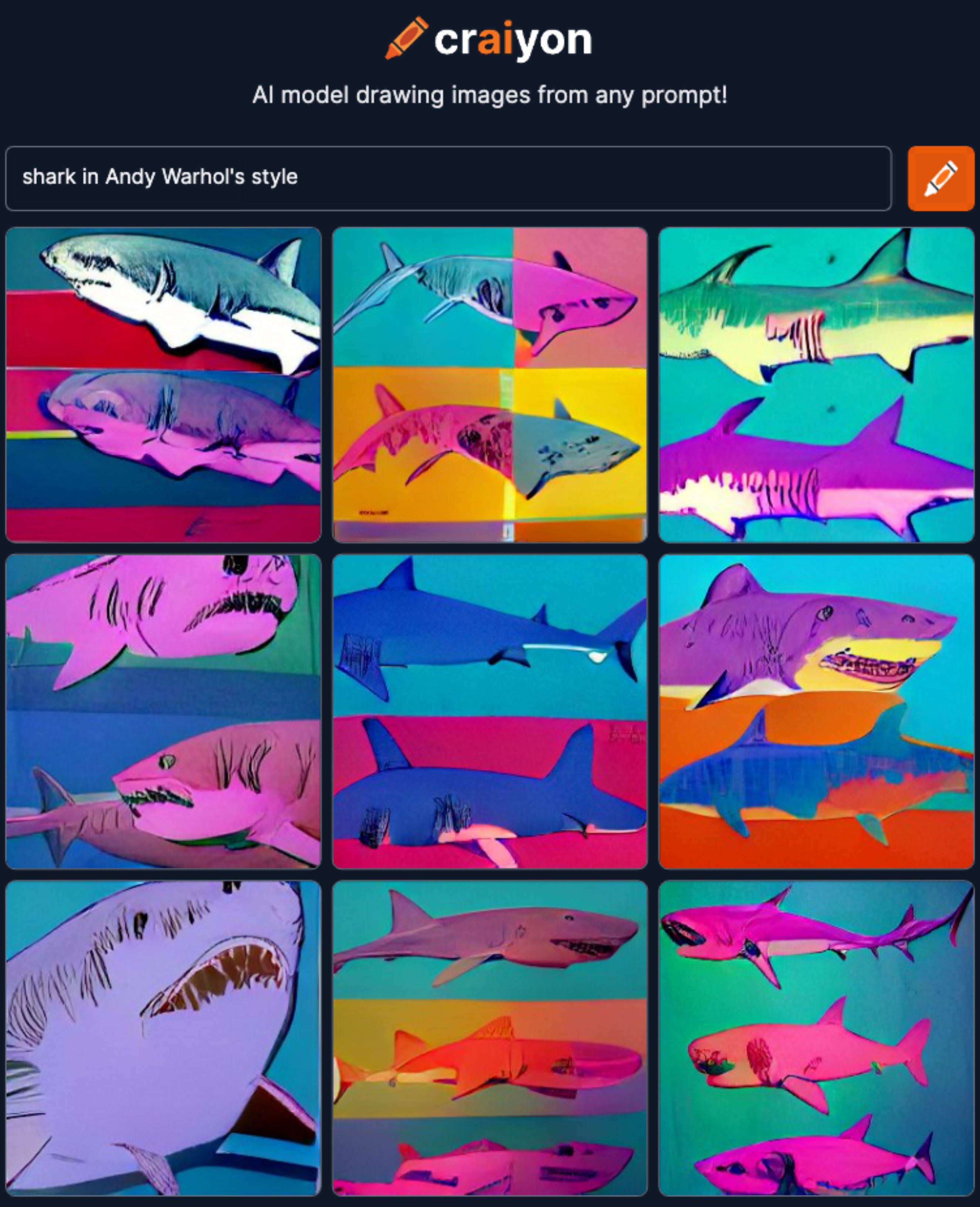 Shark in Andy Warhol's style