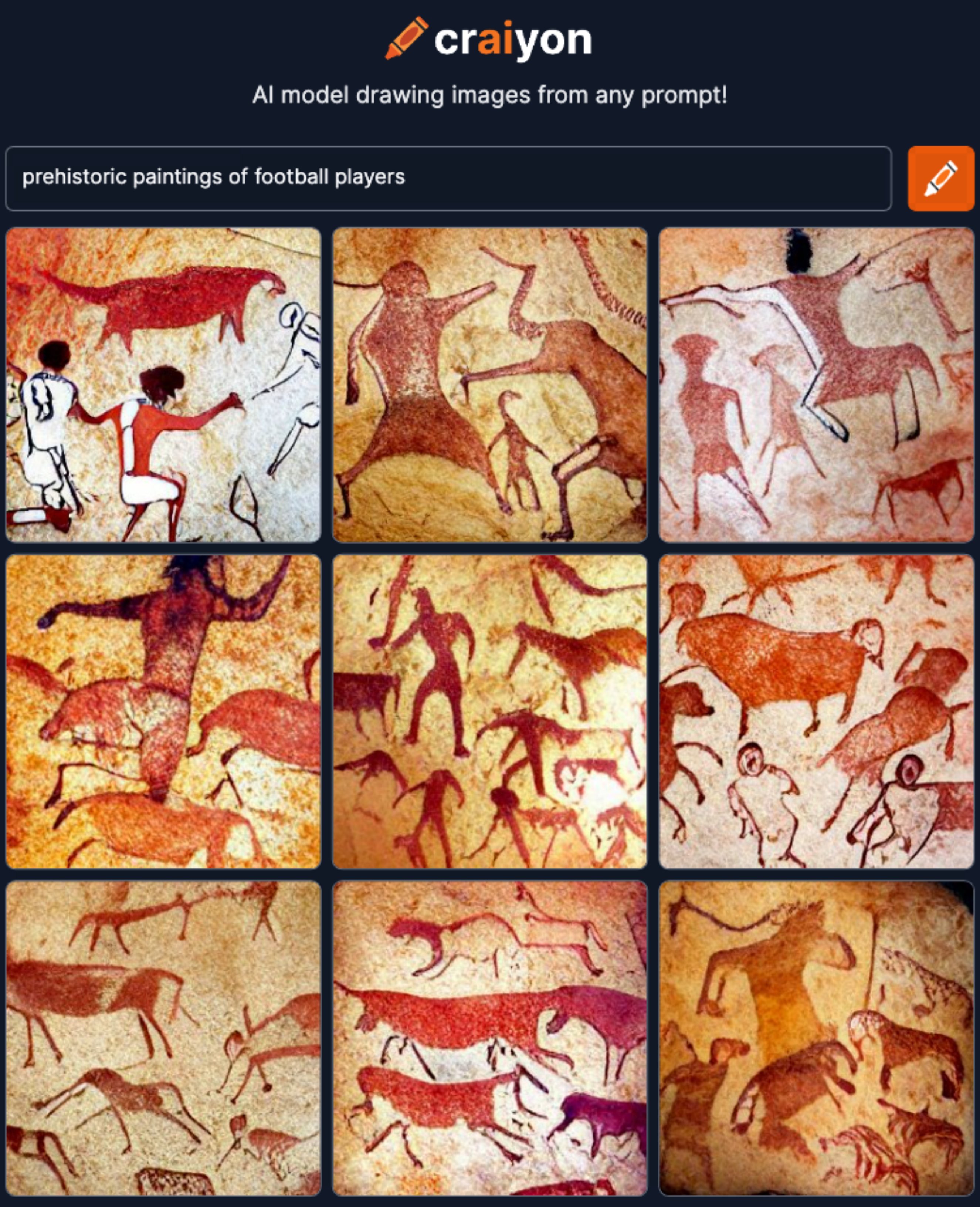 Prehistoric paintings of football players