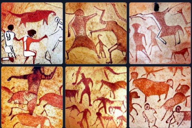 Prehistoric paintings of football players