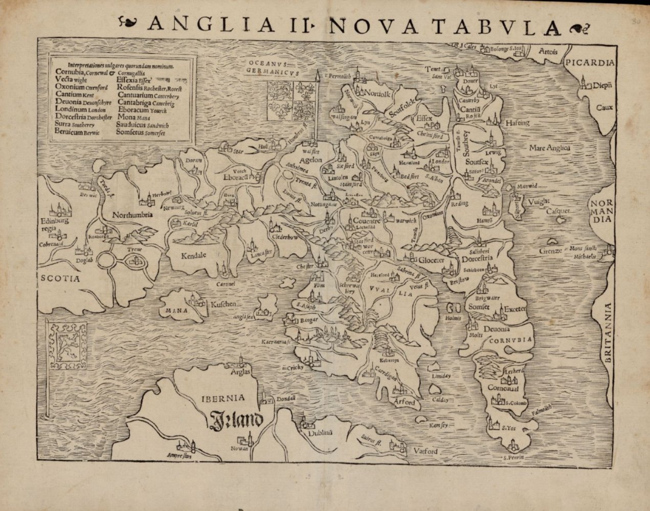 Mapa de Inglaterra (1542). Fuente Cartoteca de Catalunya Mapa de Inglaterra (1542). Fuente Cartoteca de Catalunya