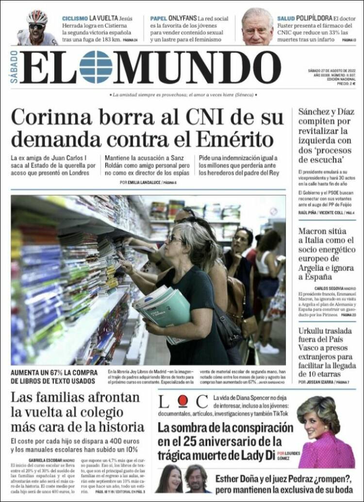 portada el mundo 27 agost 2022 portada el mundo 27 agost 2022