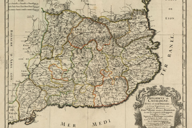 Mapa de les diócesis catalanes (1679). Font Cartoteca de Catalunya