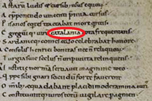 Pàgina del Liber Maiolichus on apareix el substantiu Catelania. Font Biblioteca Universtària de Pisa