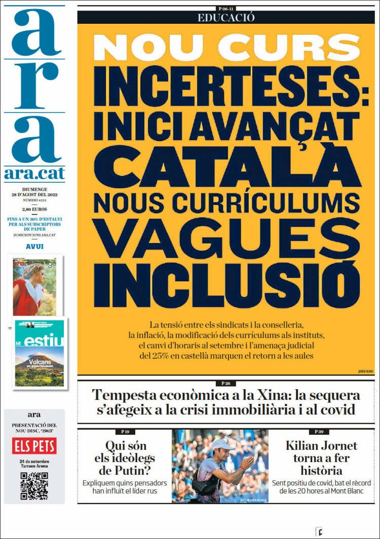 portada ara 28 agost 2022 portada ara 28 agost 2022