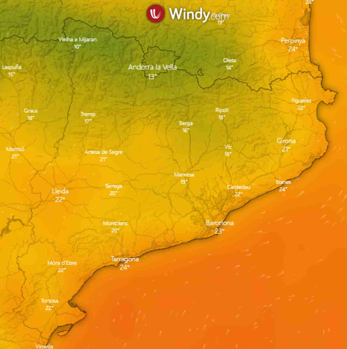Temperatura mínima en Catalunya para el martes 30 de agosto