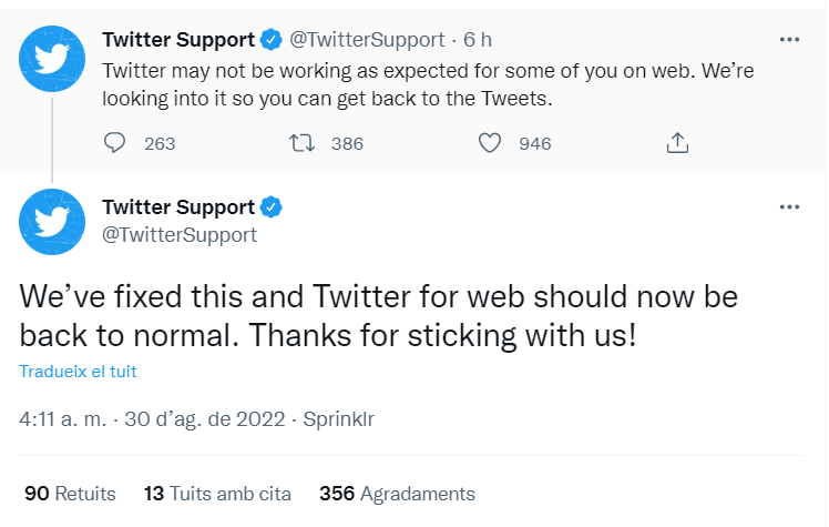 Piulades de Twitter Piulades de Twitter
