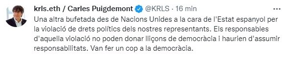 TUIT Carles Puigdemont TUIT Carles Puigdemont