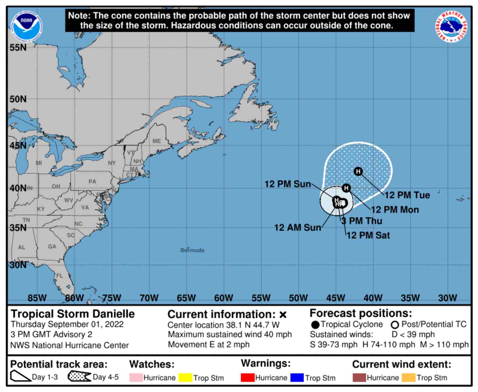 Evolució del cicló tropical Five / NHC