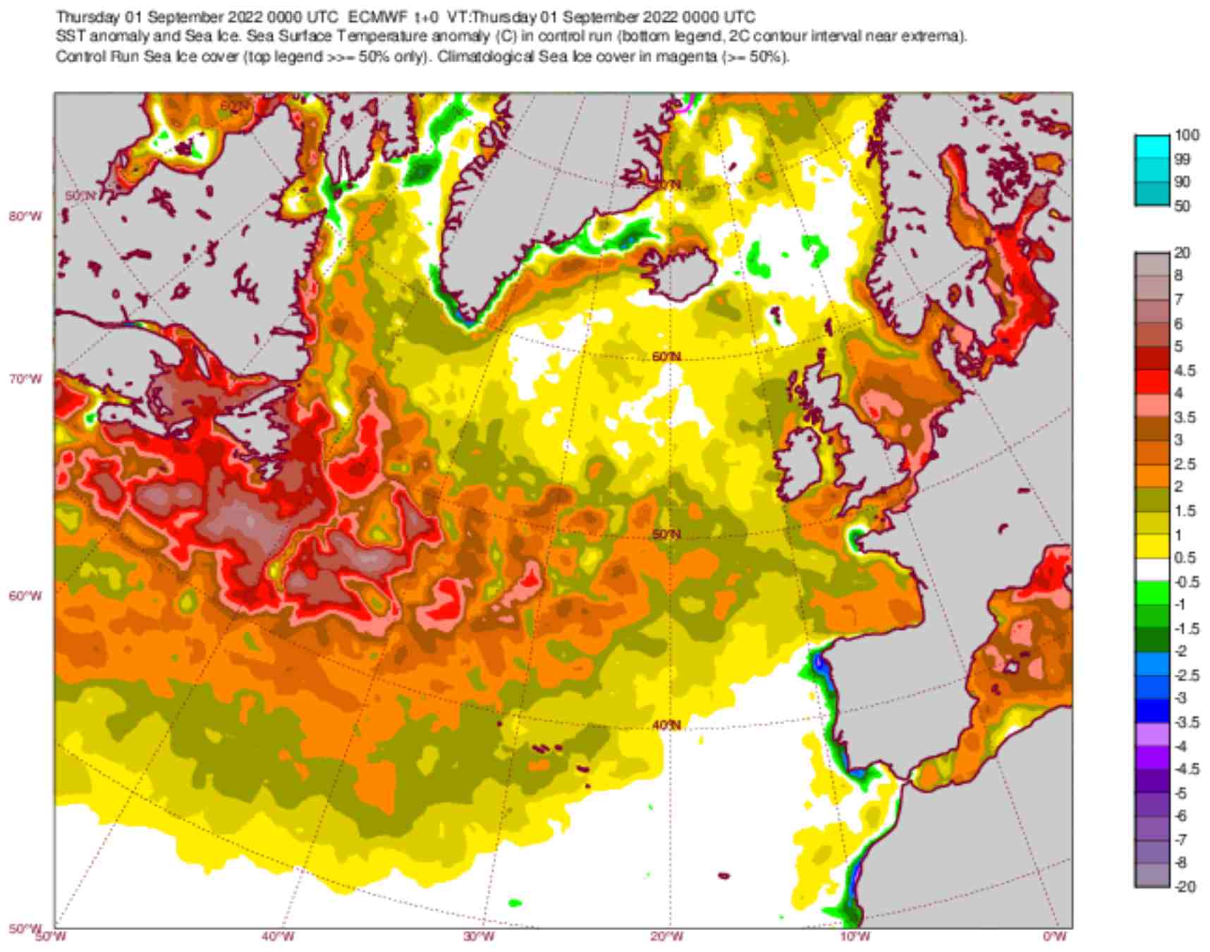 Temperatura anòmala de l'Atlàntic Nord / ECMWF Temperatura anòmala de l'Atlàntic Nord / ECMWF