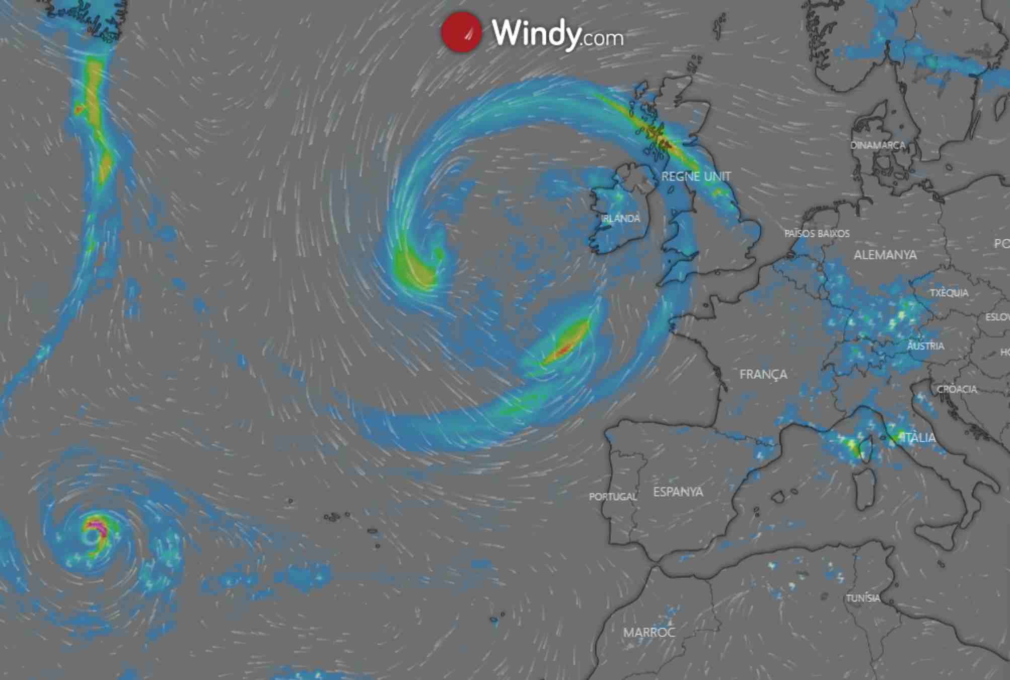 Acercamiento de una perturbación sábado 3 de septiembre / WINDY