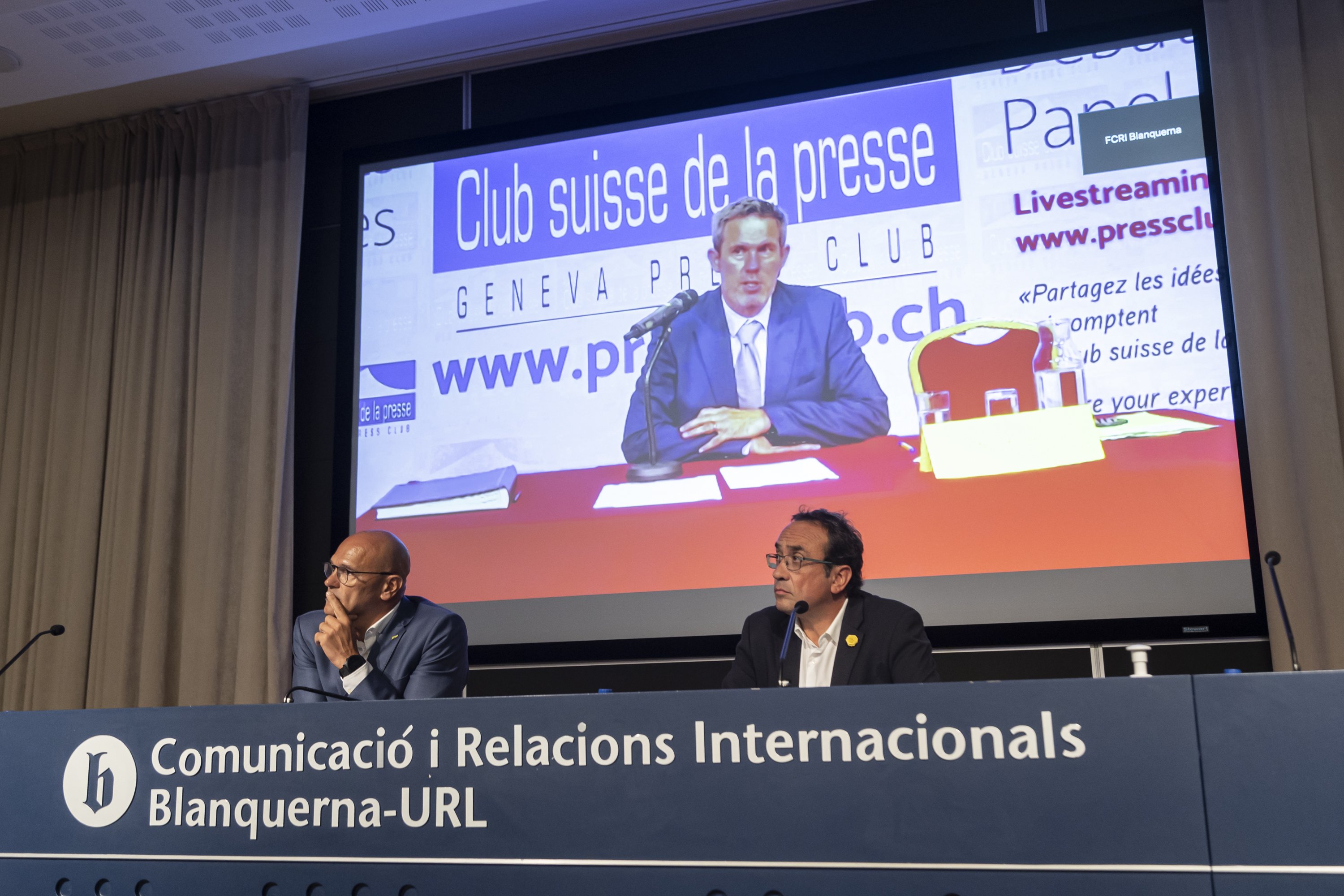 Romeva y Rull en la rueda de prensa El Comité de Derechos Humanos de las Naciones Unidas condena la represión española contra el independentismo - Montse Giralt