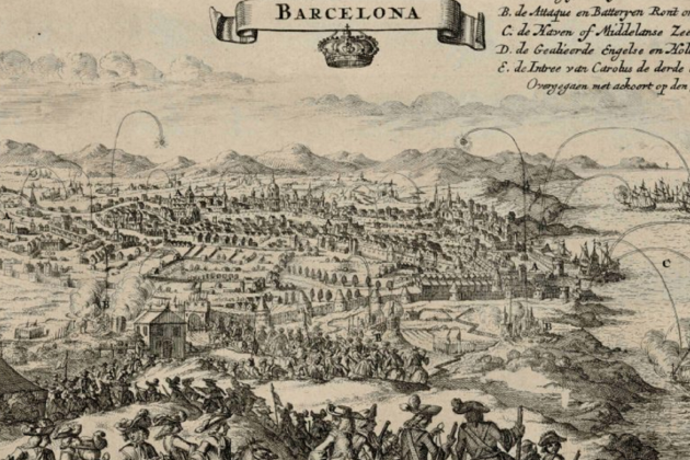Gravat del setge i bombardeig de Barcelona (1705). Font Ajuntament de Barcelona