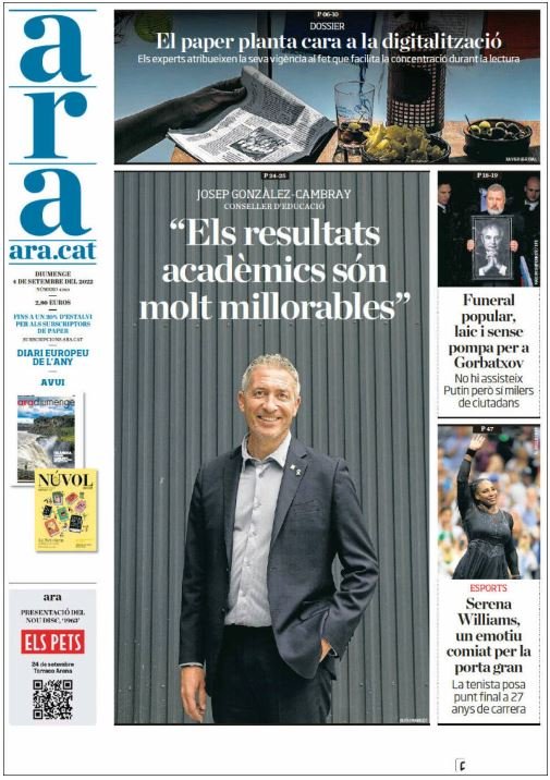 ara portada 4 setembre ara portada 4 setembre