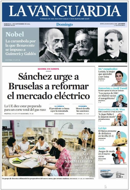 la vanguardia llevada|traída 4 septiembre